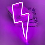 Lightning Shape Purple Neon Sign, Attivolife LED Art Decorative Lamp Cool Wall Decor for Home Room Christmas Wedding Bar Party Supplies