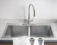 UNICPLUS, 30 Inch Top-Mount Small Radius Corners Stainless Steel Kitchen Sink Double Bowl 50/50 Split. KTR3021D