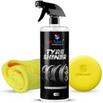 CAR SAAZ Tyre Polish (1 Ltr) with Applicator Pad and Microfiber Cloth | Car & Bike Tyre Shiner | Instant Tyre Shiner Prevents Fading and Cracking | Long Lasting Shine, Deep Gloss, Tyre Dresser