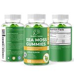 Healthier Options Irish Sea Moss Gummies with Bladderwrack & Burdock Root 5680 Mg | 60 Gummies | Apple Flavour | Vitamins & Minerals | Organic, Natural, Vegan, Gluten Free, Non GMO, High Strength