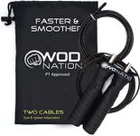 WOD Nation Attack Speed Jump Rope : Adjustable Jumping Ropes : Unique Two Cable Skipping Workout System : One Thick and One Light 11 Foot Cable : Perfect for Double Unders For High Intense : Fits Men and Women