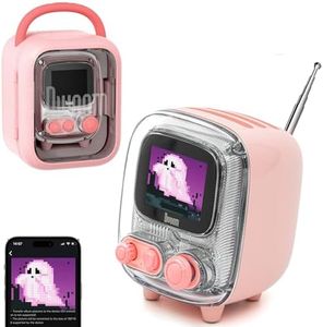 Divoom Tiivoo-2 Retro Bluetooth Speaker, FM Radio, Pixel Art Display, Pink