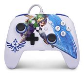 PowerA Enhanced Wired Gaming Controller for Nintendo Switch or Nintendo Switch OLED, The Legend of Zelda, Master Sword Attack, White/Blue (Officially Licensed)