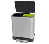 DOLPHY Stainless Steel Step-On Pedal Dustbin With 2 Compartment- 10+9L & Removable Inner Bucket Trash Can For Bathroom, Home, Kitchen, Washrooms, Room And Office With Lid - 19 Litres Capacity