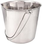 ProSelect Stainless Steel Flat Sided Pails — Durable Pails for Fences, Cages, Crates, or Kennels - 8", 4-Quart