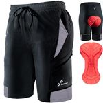Sportneer Cycling Shorts Mens Mountain Bike Shorts for Men MTB Shorts Cycle Shorts Lightweight and Baggy with Zipper Pockets MTB Bicycle Shorts for Outdoor Cycling Running Bicycle Training Black
