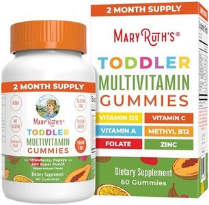 MaryRuth Organics Toddler Multivitamin Gummies | Sugar Free 2 Month Supply Kid & Toddlers Age 2+ Daily Multivitamin: Vitamin C, D3, Zinc Kids Vitamins Only 1 Gummy Per Day 60 Ct (60 Supply)