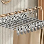 10 Pack Trouser Hanger, 30cm Pants Hangers Space Saving Skirt Hangers with Adjustable Clips,Heavy Duty Clothes Coat Garment Jeans Hangers
