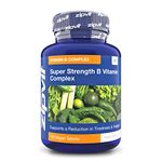 Super Strength B Vitamin Complex, 120 Vegan Tablets. 4 Months Supply. Vitamin B1, B2, B3, B5, B6, B12, Biotin, Choline. Supports Focus, Mental Performance, and Energy. UK Supplier.