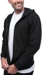 INTO THE AM Zip Up Hoodies for Men - Casual Lightweight Fleece Slim Fit Plain Zipper Sweatshirt (Black, Small)