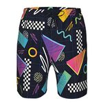 SKT T1 Men's Swim Trunks Quick Dry Beach Board Shorts with Pockets Athletic Swimwear Running Surf Workout Sports Shorts, 80s 90s, X-Large