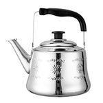 Dicunoy Stainless Steel Whistling Tea Kettle, 3L Stovetop Tea Pot, Fast Boiling Heat Water Tea Pot, Mirror Finish, Flower Pattern, Ergonomic Handle