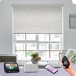 Graywind Customised Electric Roller Blinds, Rechargeable Blackout Smart Blinds Compatible Alexa Google, Textured Gleaming Fabric Motorised Windows Blinds with Remote, Metallic Fuscous Grey