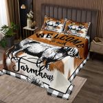 Highland Cow Bedspread Cow Fur Skin Printed Kids Quilted Coverlet for Boys Girls Rustic Farmhouse Wild Animal Coverlet Set Breathable Black White Buffalo Check Quilted Room Decor King Size