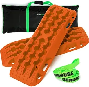 Rhino USA Recovery Traction Boards (Orange) - Ultimate Offroad Tracks Board for 4x4 Vehicles - Best Off-Road Accessories for Sand, Mud & Snow - Heavy Duty Zipper Carry Bag Included