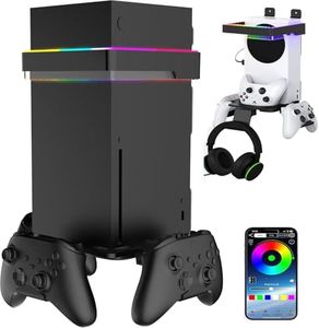 BIFONODKR Wall Mount for Xbox Series X/S with Controller Holder, RGB Lights & Headset Hook – Strong Bracket for Xbox X/S