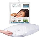 SafeRest Waterproof Pillow Protectors – Queen, Zippered, Cotton Covers for Pillows – White