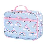 Pretty Jolly Mini Kids Lunch Box, Insulated Reusable Lunch Bag for Girls & Boys, Thermal Meal Container Tote with Waterproof Liner, Hot or Cold Snacks Lunchbox for School,Work,Picnic (Rainbow Blue)