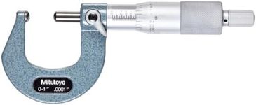 Mitutoyo 115-253, 0 - 1" X .0001" Spherical Anvil and Spindle Micrometer, Ratchet, Blue