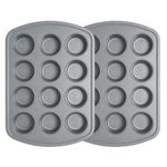 Country Living Nonstick Muffin Pan, Heavy Duty Carbon Steel with Quick Release Coating, Made Without PFOA, Dishwasher Safe, 2-Pack Bakeware Set, 12-Cup, Gray Speckle