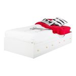 South Shore Furniture Summertime Collection Twin Mates Bed, Pure White and Natural Maple