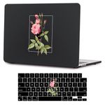 SaharaCase - Apple MacBook Air 15" M2 Chip Laptops Hybrid-Flex Arts Case with Silicone KeyPad Cover - Sleek Hard Shell, Snap-On, Anti-Slip Grip (Black Rose)