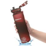 PROIRON Water Bottle 1L for Bike, Running, Cycling, Gym, Leak Proof Sports Water Bottles with Flip Top Lid, Filter & Protein Shaker Included, Red