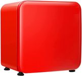 COSTWAY Mini Fridge, 42L/68L Compact Table Top Refrigerator with LED Light, Adjustable Thermostat, Reversible Door and Removable Glass Shelf, Home Dorm Drinks Wine Refrigerator (42L, Red)