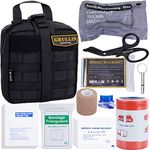 GRULLIN Survival First Aid Kit, 39 Pieces Tactical Molle EMT IFAK Pouch Emergency First Aid Survival Kits Trauma Bag Outdoor Gear for Camping Hiking Hunting Travel Car Adventures (Black)