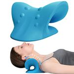 YOKYAK Neck and Shoulder Relaxer, Portable Neck Stretcher Posture Corrector, Pain Relief Just 10 Minutes, Cervical Neck Traction Device Chiropractic Pillow, for Muscle Relax and Pain Relief (Blue)