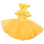 TILISM Baby Girls Knee Length Strapless Dress (superart01_Yellow_3 Months-6 Months)