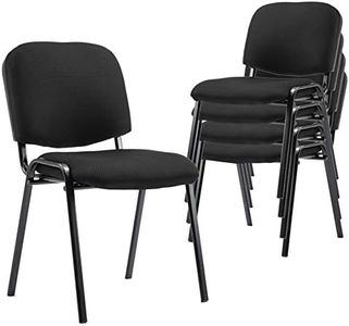 Stacking Waiting Room Chairs Set of 5, Low Back Stackable Chairs with Mesh Upholstery for Training Room, Reception Room/Conference Room, Black