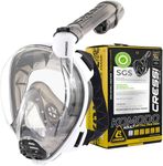 Cressi Komodo Full Face Dry Snorkelling Mask - 180° Panoramic View Snorkelling Mask - Dry Side Snorkel & Adult Snorkel Set - CO2 Safe Silicone Skirt & Scuba Equipment - White/Black - S/M