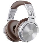 OneOdio Bluetooth Headphones Over Ear, Studio Level Sound Quality, 110 Hrs Playtime Bass Boosted Soft Memory Protein Earmuffs Foldable wireless Headphone with Mic for Cell Phone PC Music (Brown)