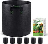 iGarden Grow Bags Tall, 10 Gallon Grow Pots 6 Pack with Handles, Heavy Duty 320G Thickened Nonwoven Fabric Plant Bag for Vegetables, Black