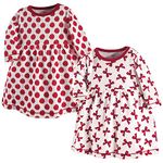 Touched by Nature Baby Girls' Organic Cotton Dress, 2 Pack, Bows, 12-18 Months (18M)