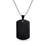 Bling Jewelry Engrave Personalized X-Large Plain Simple Basic Cool Men's Identification Military Army Dog Tag Pendant Necklace for Men Teens Polished Black IP Stainless Steel 24 Inch Ball Chain