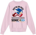 Bioworld Sonic The Hedgehog Modern Gotta Go Fast Crew Neck Long Sleeve Cradle Pink Men's Sweatshirt -XL