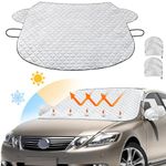 WenYa Car Windshield Cover, Magnetic Sun Shade UV Reflective for Summer, Windscreen Cover with Two Mirror Covers and 5 Hidden Magnets, Foldable Duty Ultra Thick Protective for Most Cars SUVs(Standard)