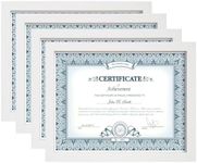 Egofine 8.5x11 Picture Frames White Made of Solid Wood for Document Covered by Plexiglass, Diploma, Certificates and Degree - for Table Top Display and Wall Mounting Hanging Set of 4