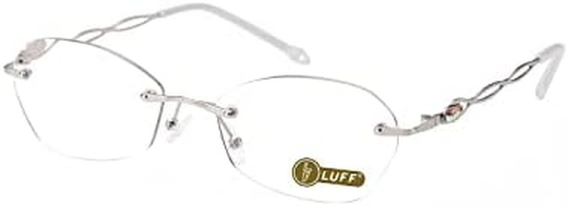 LUFF Rimless Reading Glasses for women men Blue light blocking lightweight metal classic computer readers Anti Eyestrain