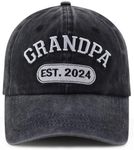 New Grandpa Gifts for Men, Funny Grandpa Est 2024 Hat, Adjustable 3D Embroidered Best Grandfather Gift Baseball Cap, Grandpa 2024 Embroidered Black, One Size