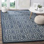 Asmara Rugs Handmade Export Quality Hi And Low Pile Wool Carpet For Living Room-Bedroom & Hall With 1.00 Inch Thickness (Size 4 X 6 Feet Color Blue), Rectangular
