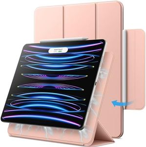 JETech Magnetic Case for iPad Pro 12.9 Inch 2022/2021/2020/2018 (6th/5th/4th/3rd Generation), Pencil 2nd Charging, Magnetic Attachment, Cover Auto Wake/Sleep (Rose Gold)