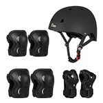 JBM Adult & Youth Skating Protective Gear Set, Skateboard Helmet, Knee Pads and Elbow Pads with Wrist Guards Set for Inline Roller Skating, Scootering, Skateboarding