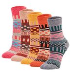 YZKKE 5Pack Womens Vintage Winter Soft Warm Thick Cold Knit Wool Crew Socks, Multicolor, free size