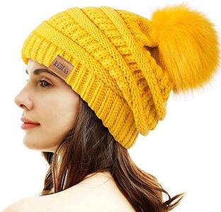 REDESS Cappello Invernale da Donna con Pom Pom Beanie Caldo Foderato in Pile Spesso Slouchy Snow Knit Chunky Baggy Skull Berretto da Sci
