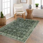 Anidaroel Washable 3x5 Area Rug for Entryway, Non Slip Boho Green Rug for Living Room Soft Accent Rugs for Bedroom, Distressed Indoor Entry Mat Carpet for Kitchen Bedside Dorm Playroom