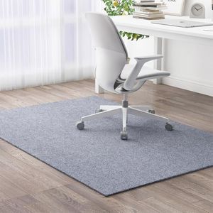 Large Office Chair Mat for Carpeted and Hardwood Floor Protector,6mm Thick Computer Gaming Chair Mat Anti-Slip Rolling Chairs Carpet for Wooden Floors (Grey,90x90cm)
