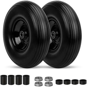 Upgrade 13Inch Wheelbarrow Tires 4.00-6 Flat Free Tire And Wheel with 5/8" & 3/4" Bearings, 1.77"-5.75" Center Hub for Wheelbarrows Garden Wagon Cart Wheel Replacement by NISHCON, 2Pack